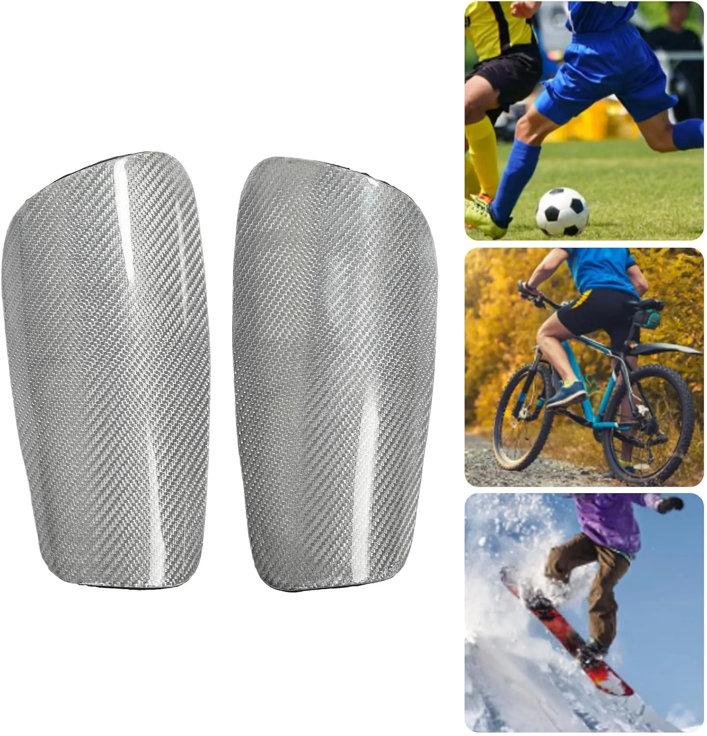 1 Pair Lightweight Carbon Fiber Soccer Shin Guards with Storage Bag, Kids Protective Gear for Football Games & Club Training