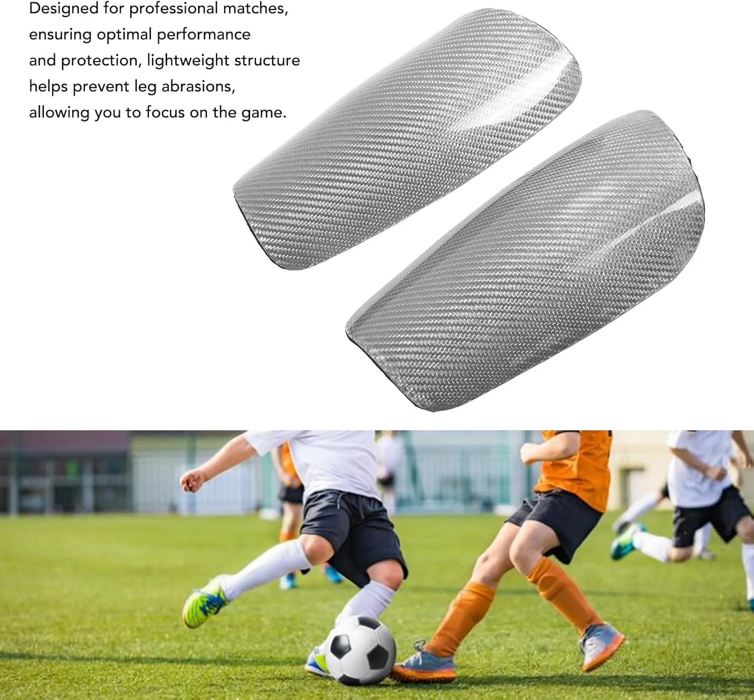 1 Pair Lightweight Carbon Fiber Soccer Shin Guards with Storage Bag, Kids Protective Gear for Football Games & Club Training