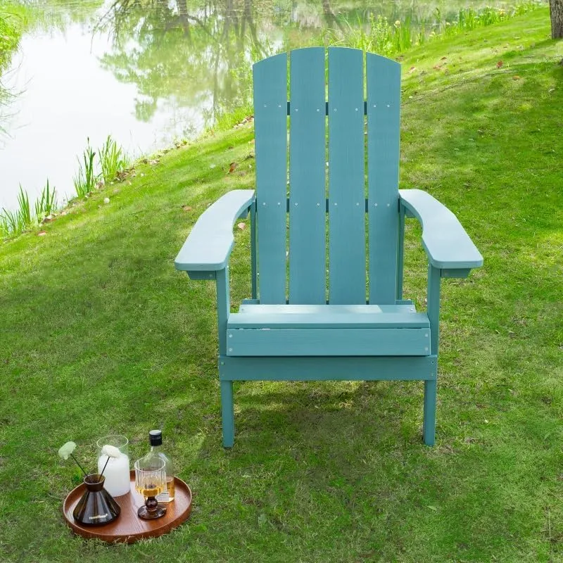 1 PC Folding Adirondack Chair Outdoor Wooden Accent Furniture Fire Pit Lounge Chairs for Yard