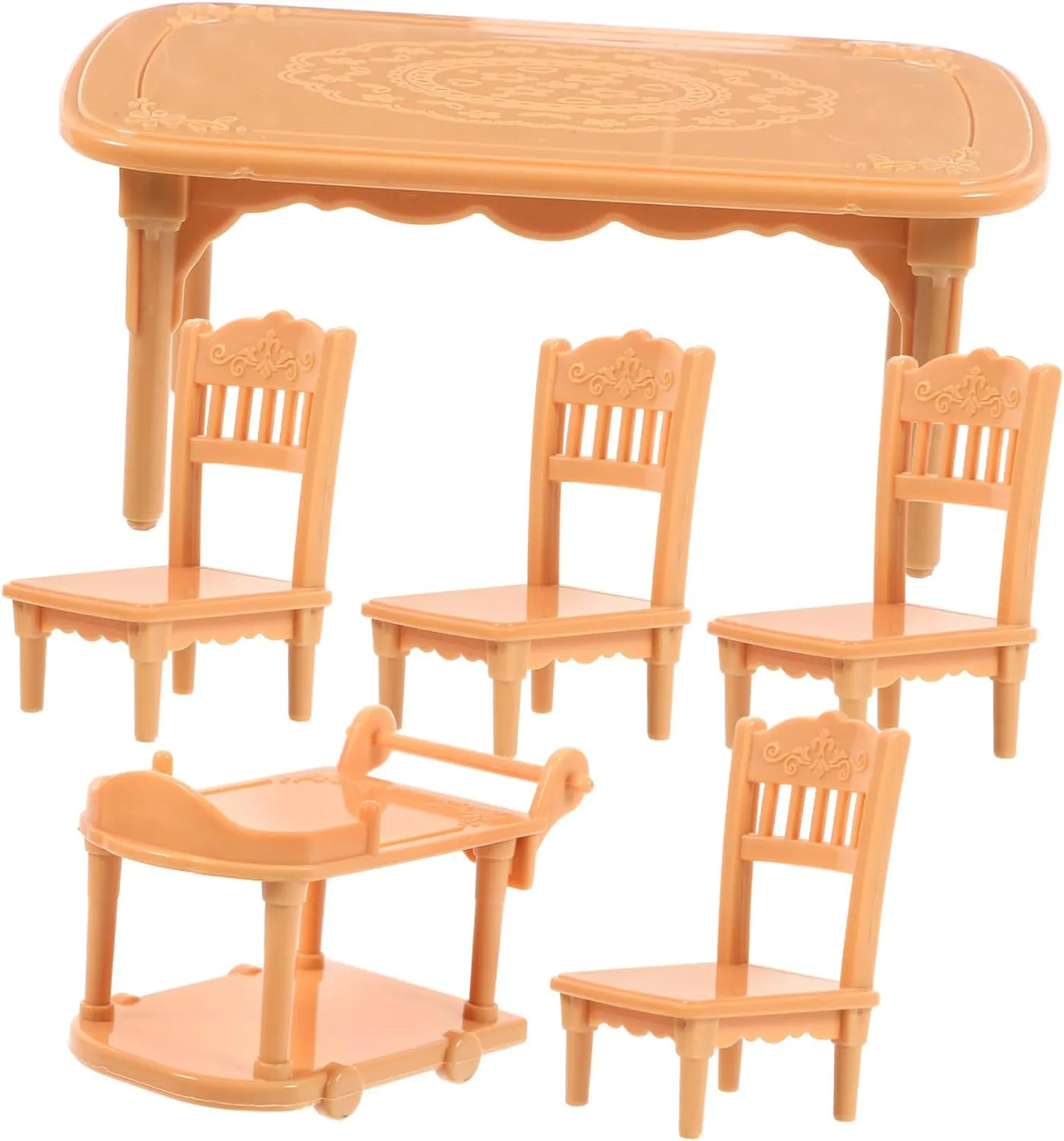 1 Set Mini Dollhouse Dining Table Chair Set Plastic Furniture for Micro Scenes for Dollhouse Layouts Detail Space Saving Design Present