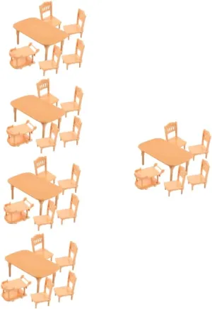 1 Set Mini Dollhouse Dining Table Chair Set Plastic Furniture for Micro Scenes for Dollhouse Layouts Detail Space Saving Design Present