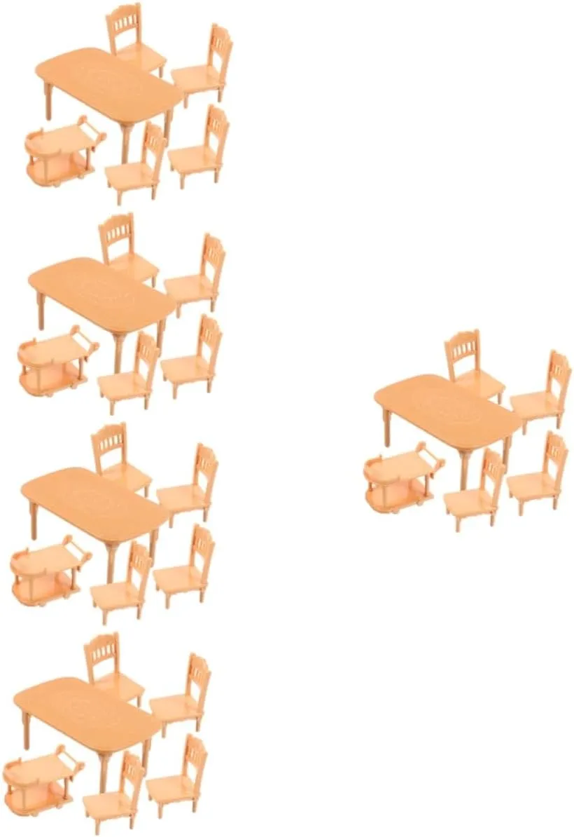 1 Set Mini Dollhouse Dining Table Chair Set Plastic Furniture for Micro Scenes for Dollhouse Layouts Detail Space Saving Design Present