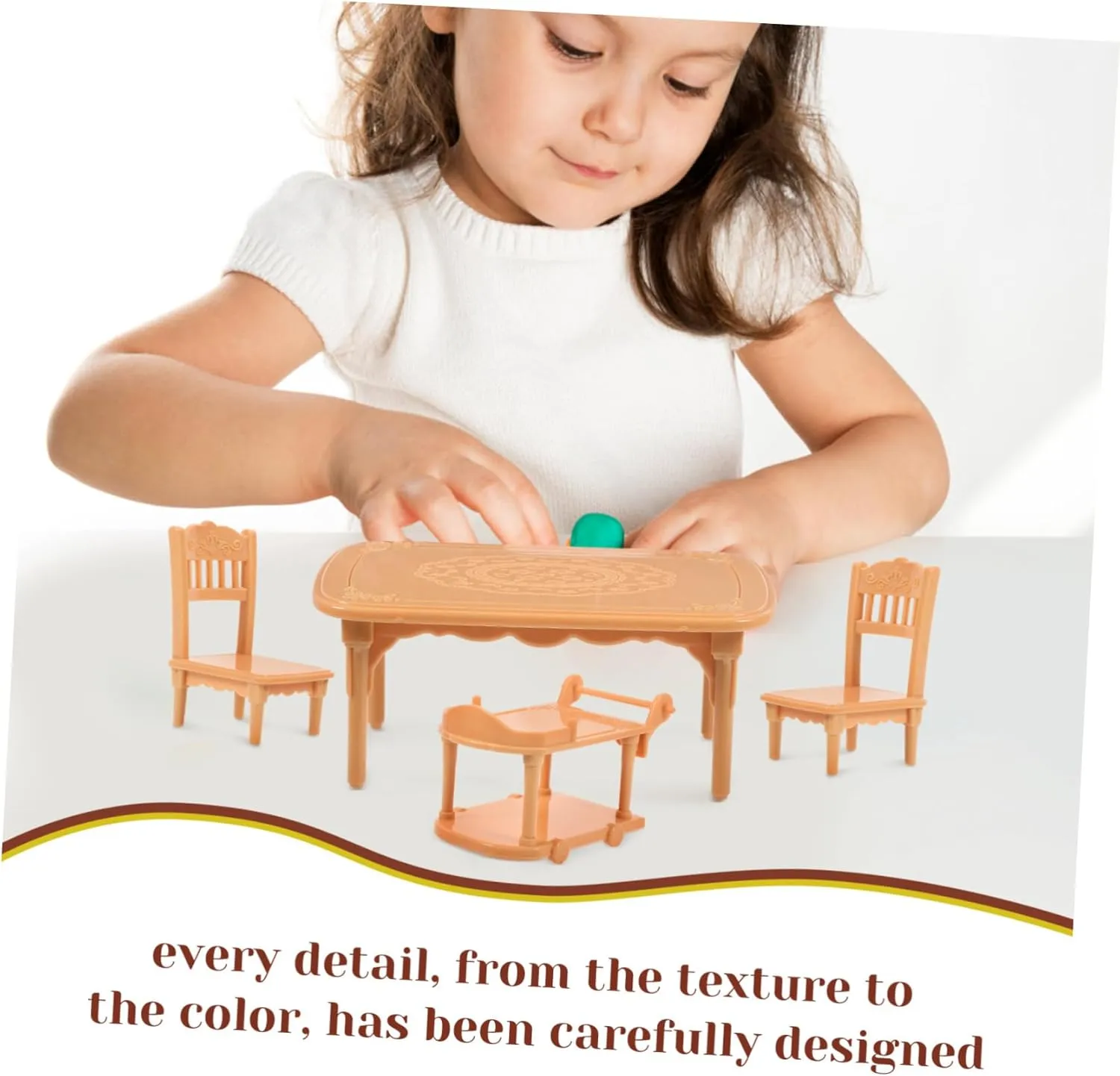 1 Set Mini Dollhouse Dining Table Chair Set Plastic Furniture for Micro Scenes for Dollhouse Layouts Detail Space Saving Design Present
