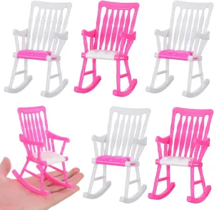 10 Pcs Mini Rocking Chair Toys for Dolls, Plastic Dollhouse Furniture Accessories, Small Dessert House Play Set for Kids, Random Color, 2.95*3.14*3.93 Inch