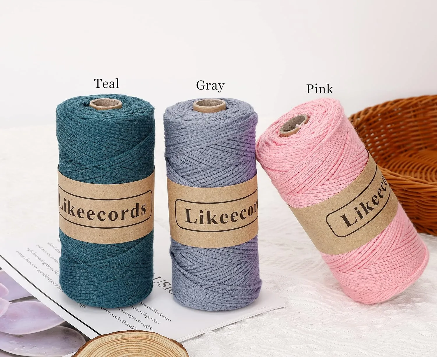 100% Cotton Crochet Bag Cord 2mm 170m Macrame Cord 2mm Crochet Thread Macrame Rope Gift for Knitter (Brown)