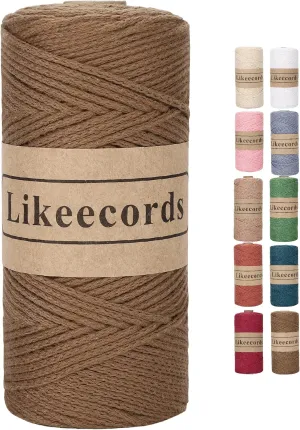 100% Cotton Crochet Bag Cord 2mm 170m Macrame Cord 2mm Crochet Thread Macrame Rope Gift for Knitter (Brown)
