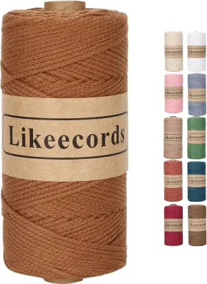 100% Cotton Crochet Bag Cord 2mm 170m Macrame Cord 2mm Crochet Thread Macrame Rope Gift for Knitter (Caramel)