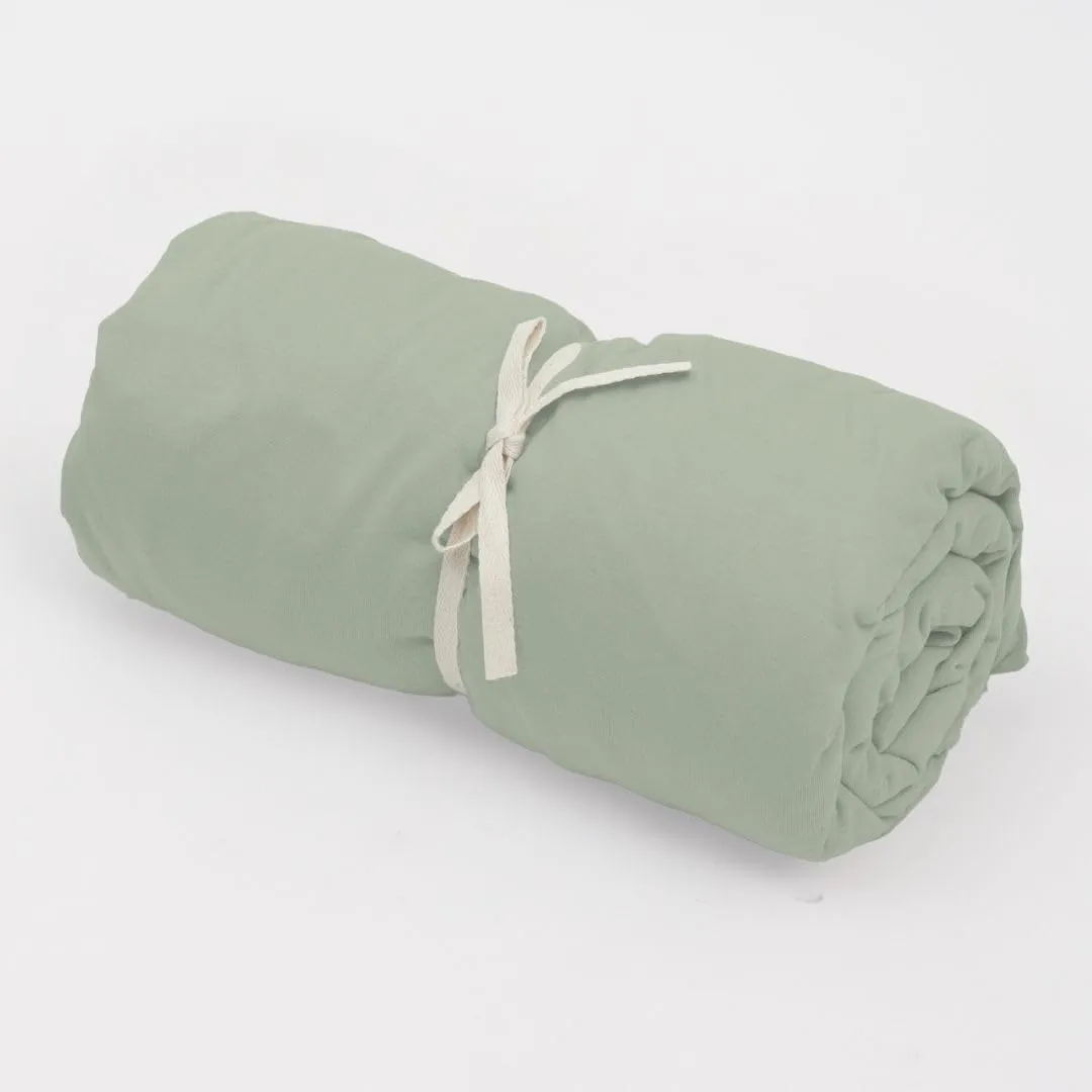 100% Cotton Fitted Sheet Only - Deep Pocket up to 16inch - All-Around Elastic - T-Shirt Fabric Jersey Knit - Extra Soft - Easy Fit - All Season - Comfy (Mineral Green, Twin XL)