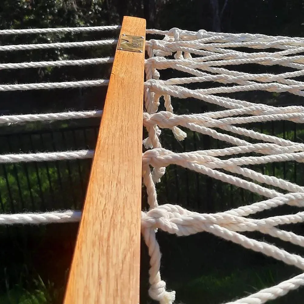 12ft Natural Wooden Arc Hammock Stand & Resort Polyester Rope Hammock