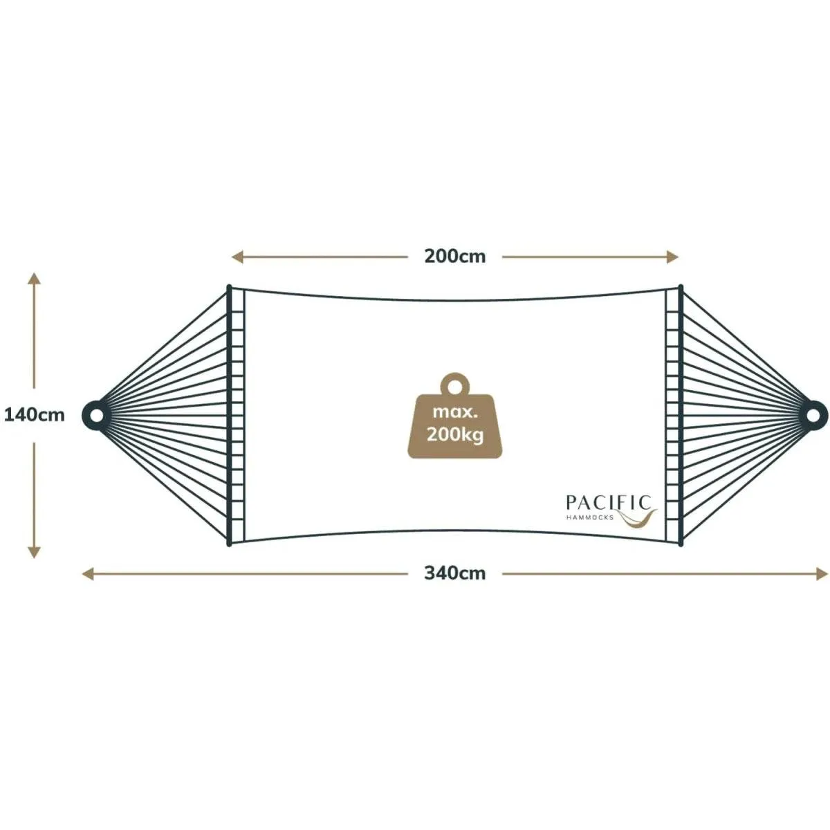 12ft Natural Wooden Arc Hammock Stand & Resort Polyester Rope Hammock