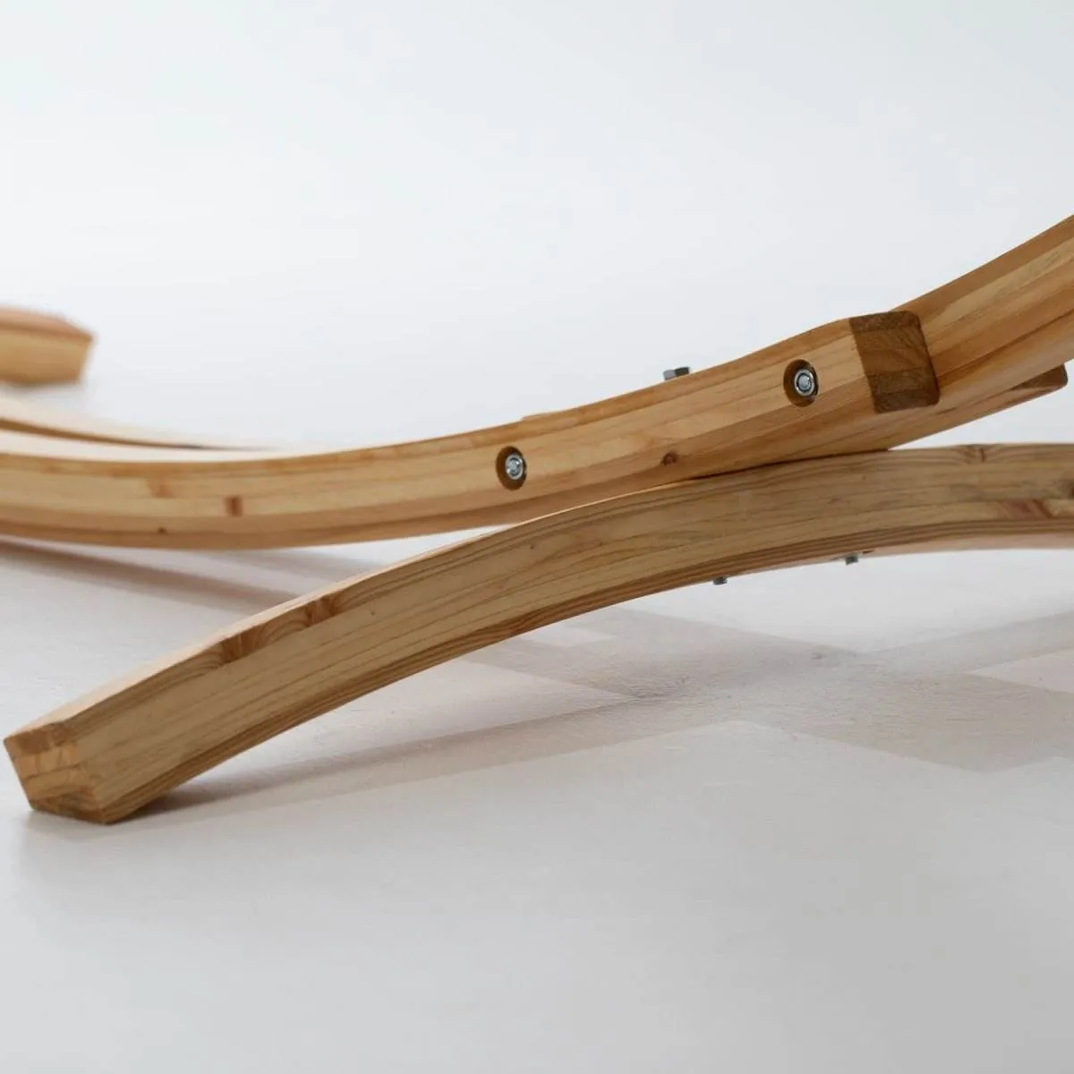 12ft Natural Wooden Arc Hammock Stand & Resort Polyester Rope Hammock