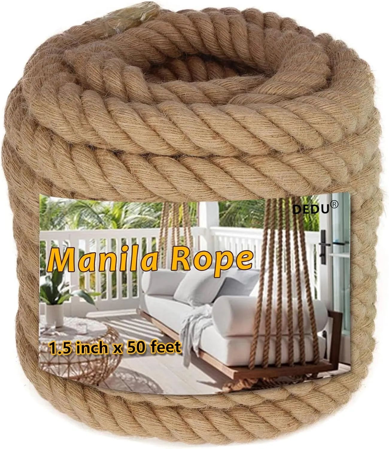 1.5" X 50' Treated Manila Rope Boat Docks Tree Farm Dock Deck