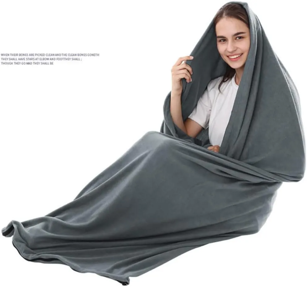 180x82cm Sleeping Bag Liner - Sleeping Bag Liner with Drawstring Hood Cold Weather Camping Blanket Sleeping Sack for Camping Bed Travel Gear