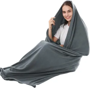 180x82cm Sleeping Bag Liner - Sleeping Bag Liner with Drawstring Hood Cold Weather Camping Blanket Sleeping Sack for Camping Bed Travel Gear