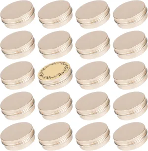 2 oz / 60ml Screw Top Aluminum Tin Jar with Screw Lid and Blank Labels - Pack of 23 (Champagne)