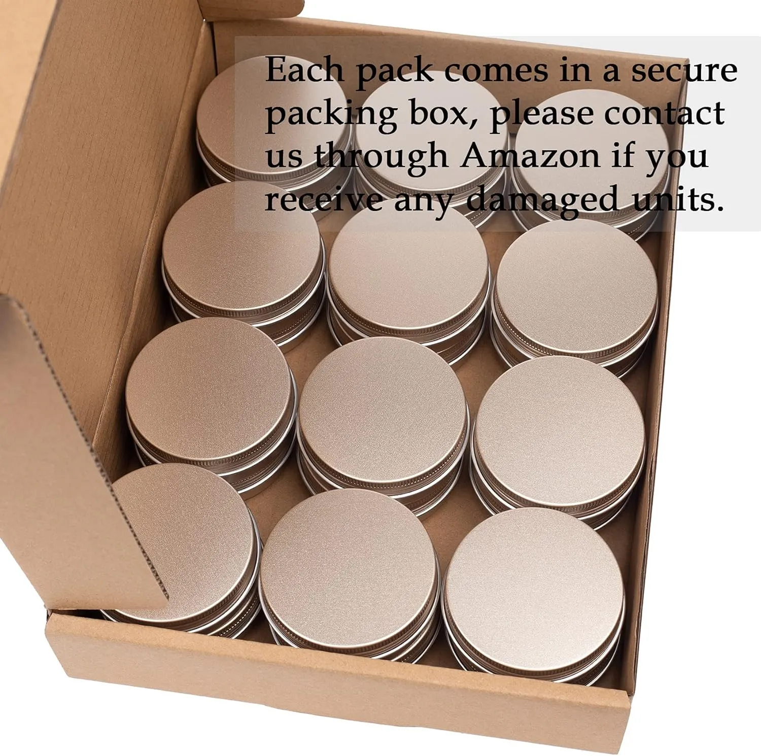 2 oz / 60ml Screw Top Aluminum Tin Jar with Screw Lid and Blank Labels - Pack of 23 (Champagne)