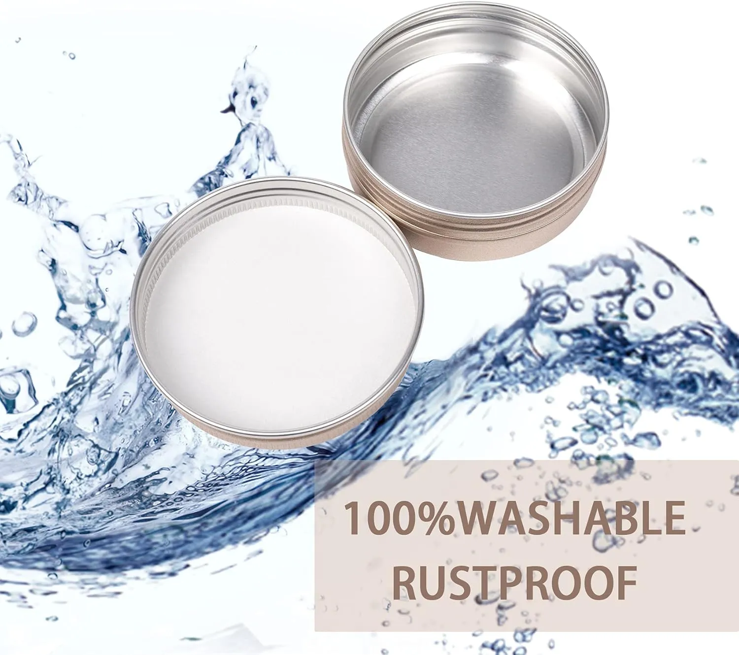 2 oz / 60ml Screw Top Aluminum Tin Jar with Screw Lid and Blank Labels - Pack of 23 (Champagne)