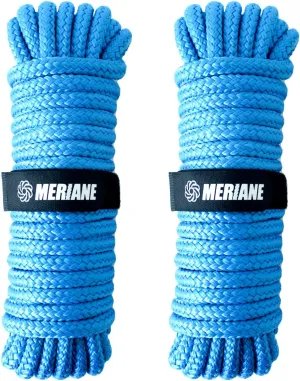 2 Pack Blue Boat Dock Lines Ropes, Marine-Grade Premium Double Braided Nylon Boat Lines, Boat Ropes with 12" Eyelet for Boat & Pontoon 1/2"/5/8" 25ft/35ft