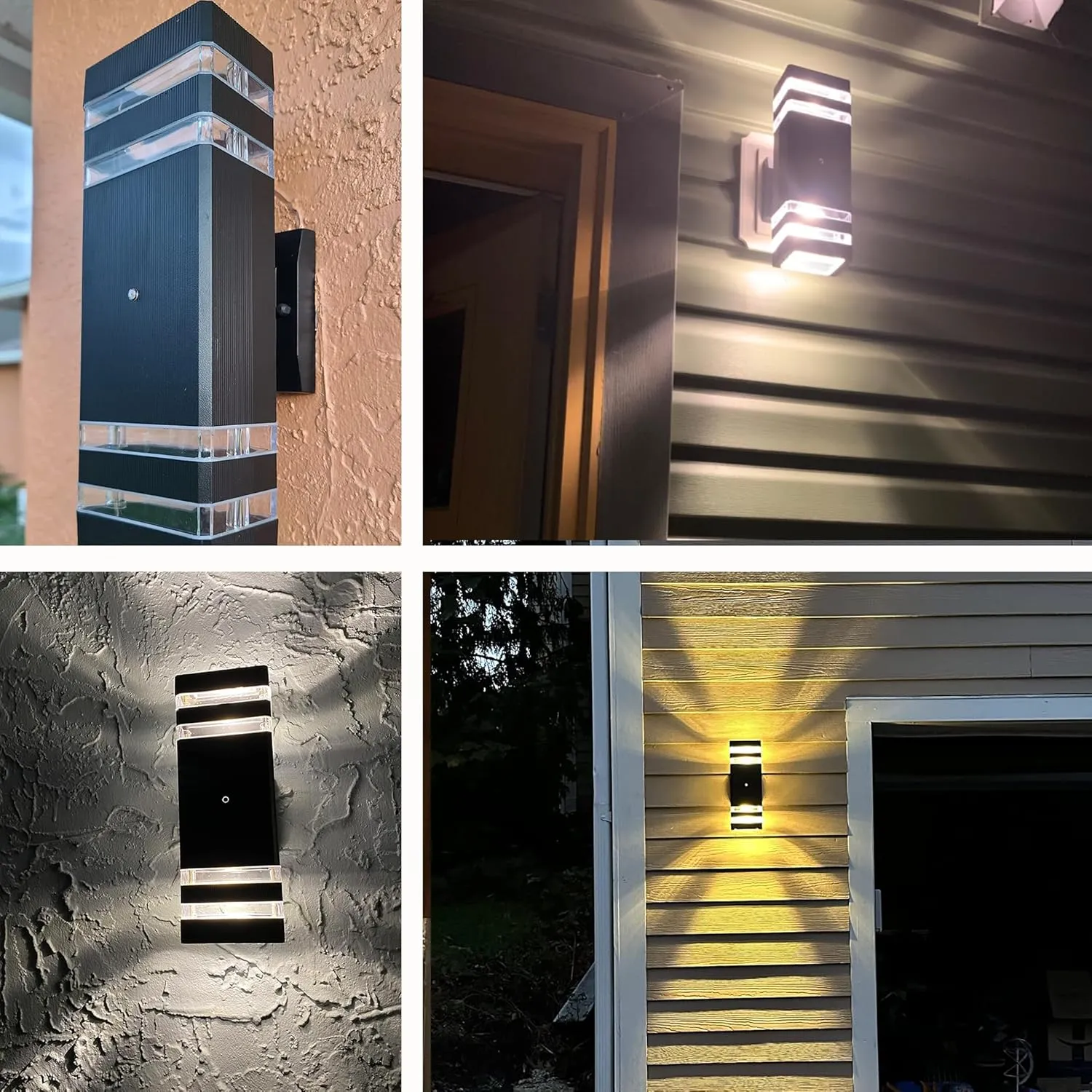 2-Pack Dusk-to-Dawn Outdoor Wall Lights – 2-Layer, 1200 LM, 14W, 3000K Warm White – IP65 Waterproof – Aluminum Outdoor Lights for House, Porch, Hallway, Patio, and Garage