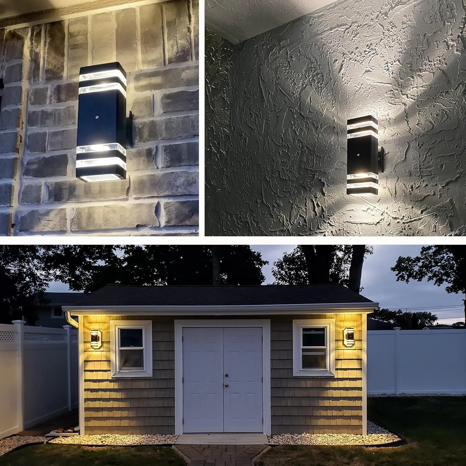 2-Pack Dusk-to-Dawn Outdoor Wall Lights – 2-Layer, 1200 LM, 14W, 3000K Warm White – IP65 Waterproof – Aluminum Outdoor Lights for House, Porch, Hallway, Patio, and Garage