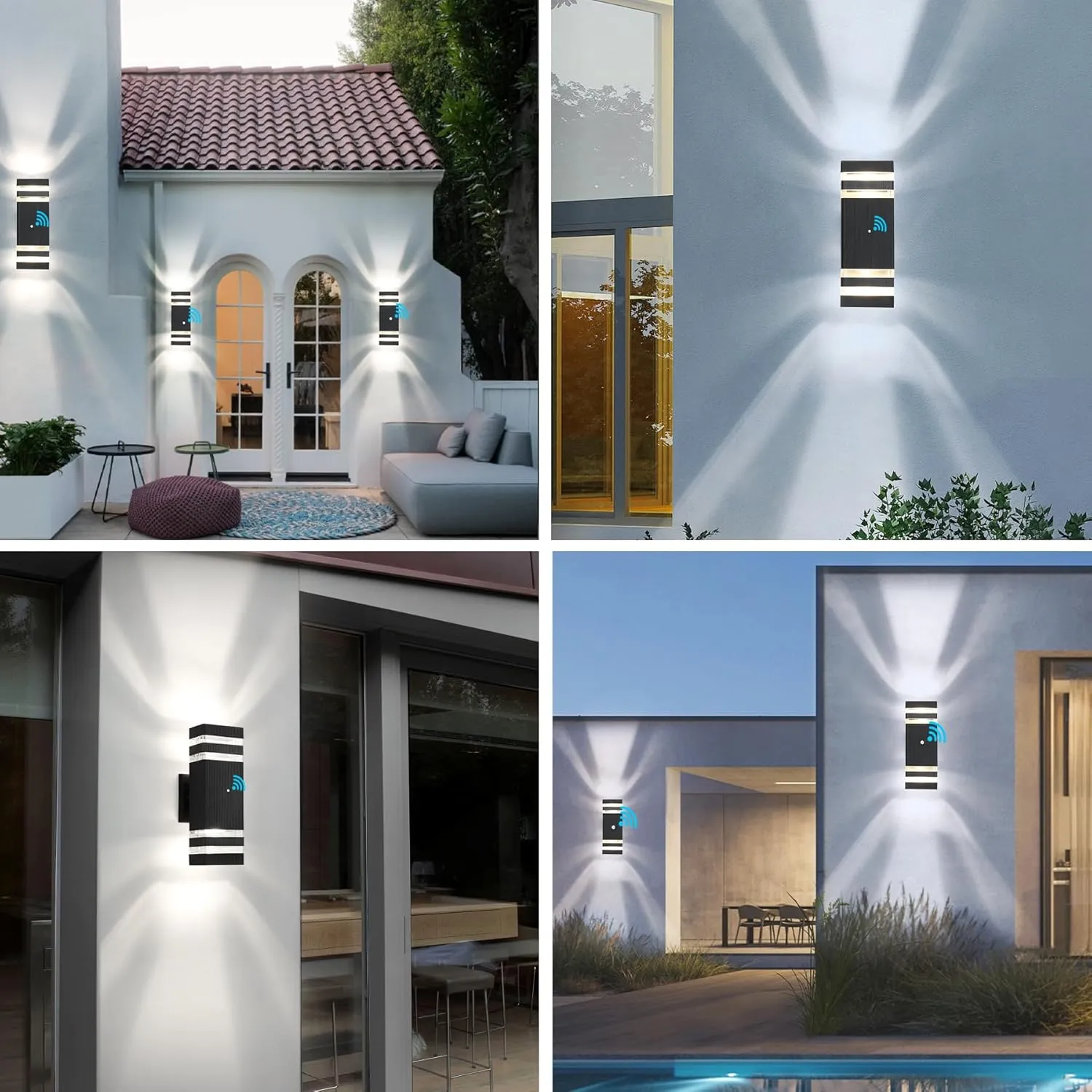 2-Pack Dusk-to-Dawn Outdoor Wall Lights – 2-Layer, 1200 LM, 14W, 3000K Warm White – IP65 Waterproof – Aluminum Outdoor Lights for House, Porch, Hallway, Patio, and Garage