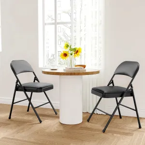 2 Pack Folding Chairs with Padded Cushions, Padded Foldable Chair Hold Up to 350 Pounds, Portable Black Folding Chair Suitable for Dining Room, Home Office, Indoor and Outdoor Events