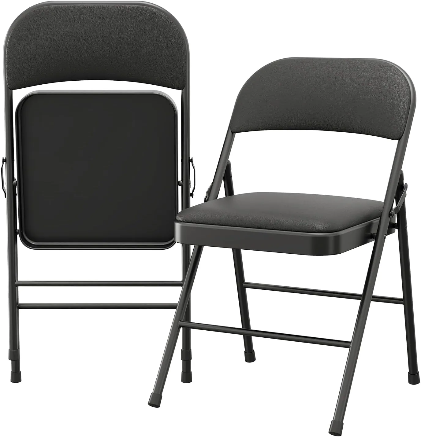 2 Pack Folding Chairs with Padded Cushions, Padded Foldable Chair Hold Up to 350 Pounds, Portable Black Folding Chair Suitable for Dining Room, Home Office, Indoor and Outdoor Events