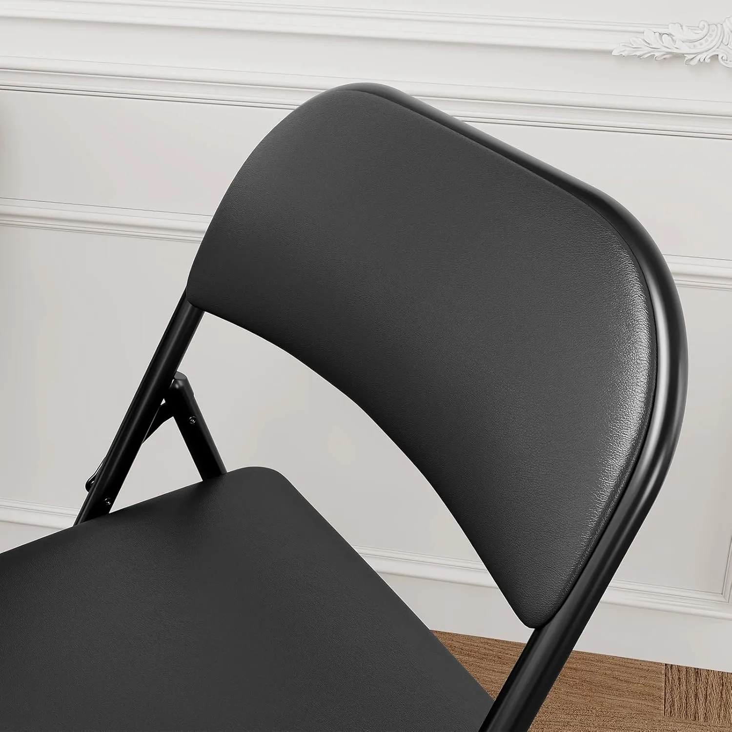 2 Pack Folding Chairs with Padded Cushions, Padded Foldable Chair Hold Up to 350 Pounds, Portable Black Folding Chair Suitable for Dining Room, Home Office, Indoor and Outdoor Events
