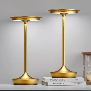 2 Pack LED Rechargeable Cordless Table Lamps, Portable Outdoor Battery Operated Table Light 3 Color Stepless Dimming Table Lamp with Memory Function for Patio Restaurant Dining Room Gold