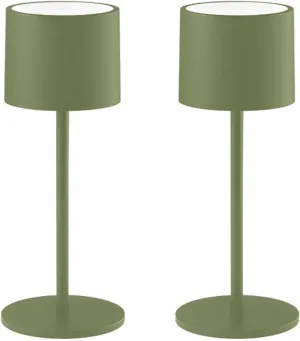 2 Pack Rechargeable Table Lamps, Battery Powered LED Desk Lamp, 3 Color Stepless Dimming Up, Portable Table Light for Bedroom/Couple Dinner/Desk/Cafe/Dining Room/Terrace,Waterproof & Wireless