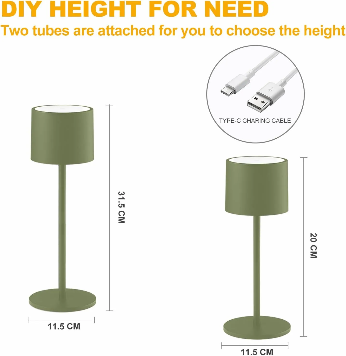 2 Pack Rechargeable Table Lamps, Battery Powered LED Desk Lamp, 3 Color Stepless Dimming Up, Portable Table Light for Bedroom/Couple Dinner/Desk/Cafe/Dining Room/Terrace,Waterproof & Wireless