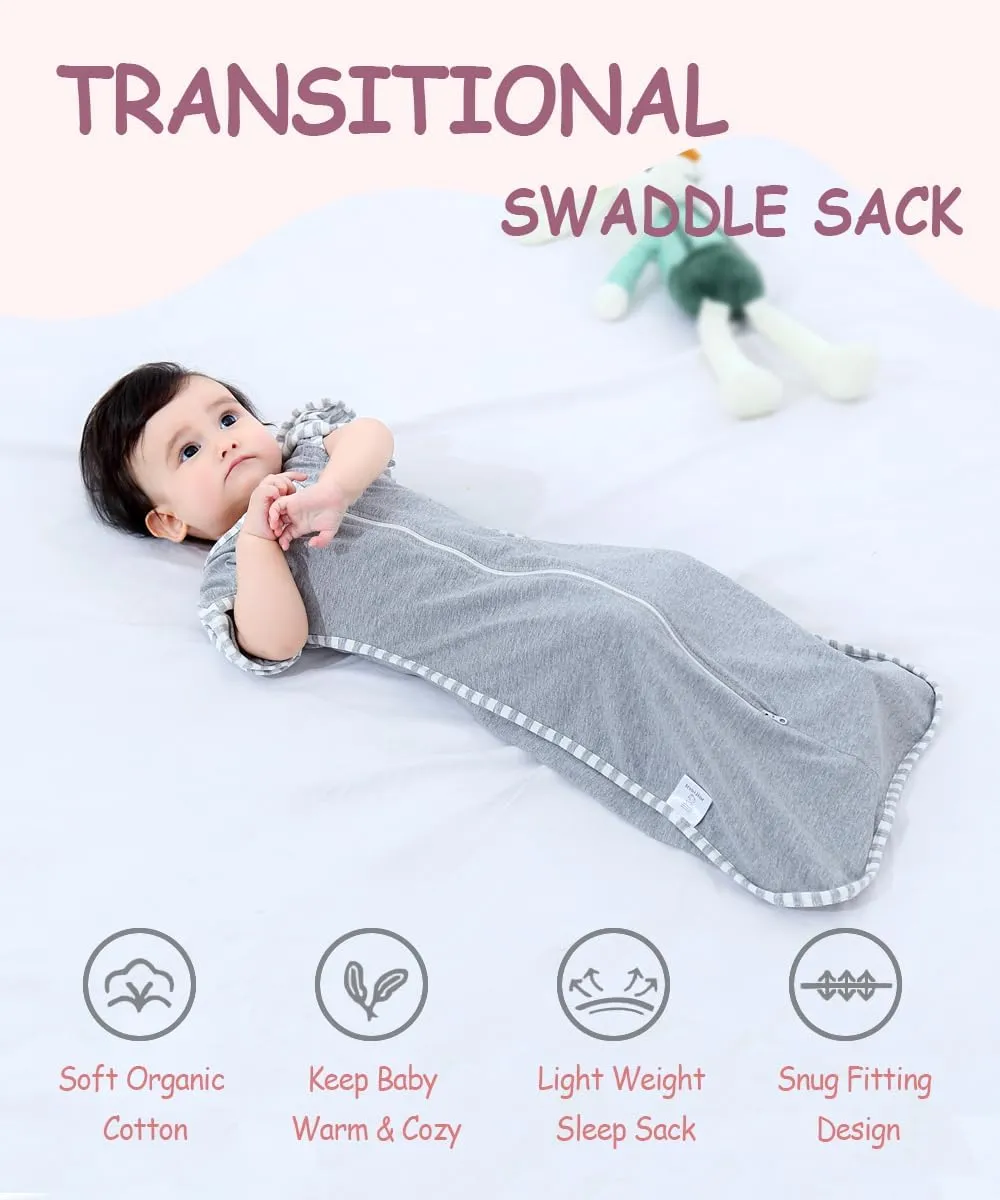 2 Pack Sleeping Blanket Sack with High Sleeve,Transitions to Arms-Free Wearable Sleeping Bag for Baby pacify