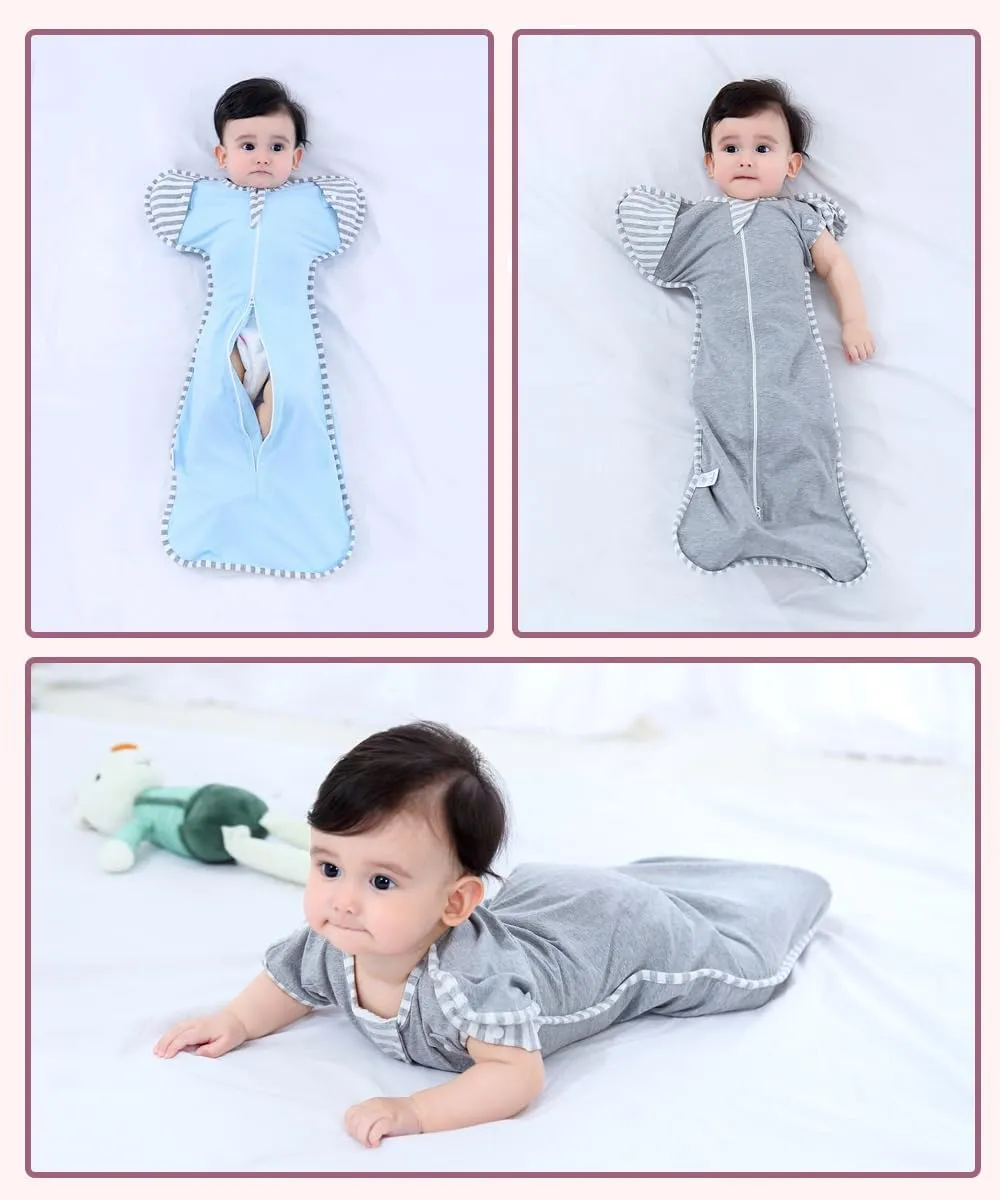 2 Pack Sleeping Blanket Sack with High Sleeve,Transitions to Arms-Free Wearable Sleeping Bag for Baby pacify