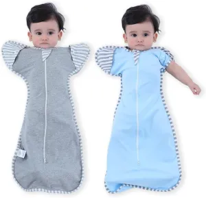 2 Pack Sleeping Blanket Sack with High Sleeve,Transitions to Arms-Free Wearable Sleeping Bag for Baby pacify
