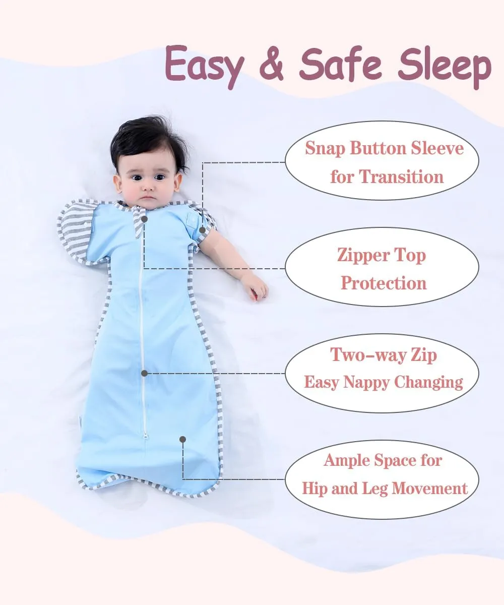 2 Pack Sleeping Blanket Sack with High Sleeve,Transitions to Arms-Free Wearable Sleeping Bag for Baby pacify