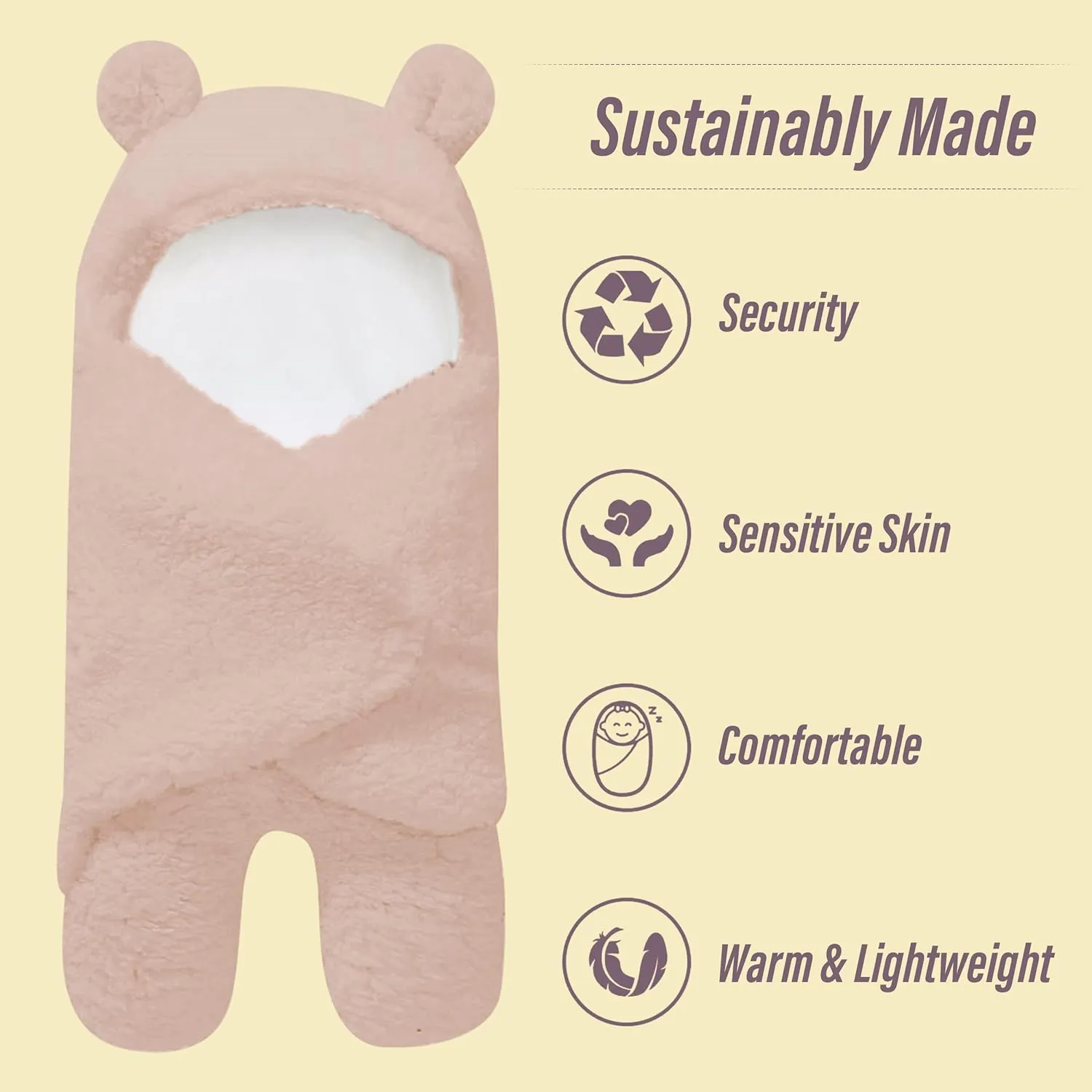 2 Pack Ultra Warm Sherpa Plush Baby Sleeping Swaddle Wrap - Newborn Essentials Must Haves for 0-6 Months - Baby Shower Registry Search Gifts for Boys Girls - Baby Stuff Accessories (Brown and White)