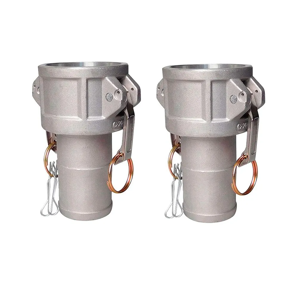 2 pcs 2 inch Discharge Hose Aluminum Cam Lock Fittings, Cam and Groove Layflat Hose Fitting Part C 2" Female Coupling x 2" Hose Shank with Camlock Gasket Inside