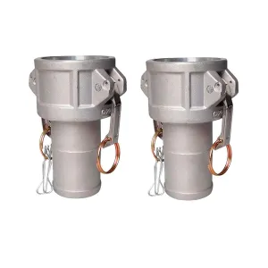 2 pcs 2 inch Discharge Hose Aluminum Cam Lock Fittings, Cam and Groove Layflat Hose Fitting Part C 2" Female Coupling x 2" Hose Shank with Camlock Gasket Inside