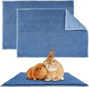 2 Pcs Guinea Pig Fleece Cage Liner, Rabbit Liner Guinea Pig Bedding Reusable Guinea Pig Mat Pads Washable Training Pad Small Animal Sleeping Bed Mat (Blue)