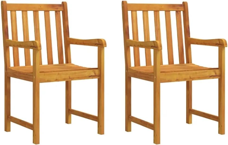 2-Piece Solid Acacia Wood Patio Chairs Outdoor Furniture Set with Oil Finish Weather-Resistant Armchairs for Garden Poolside Backyard 35.4" Tall