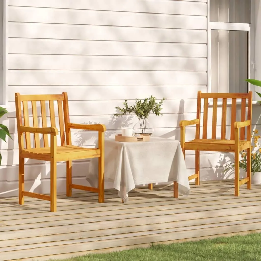 2-Piece Solid Acacia Wood Patio Chairs Outdoor Furniture Set with Oil Finish Weather-Resistant Armchairs for Garden Poolside Backyard 35.4" Tall