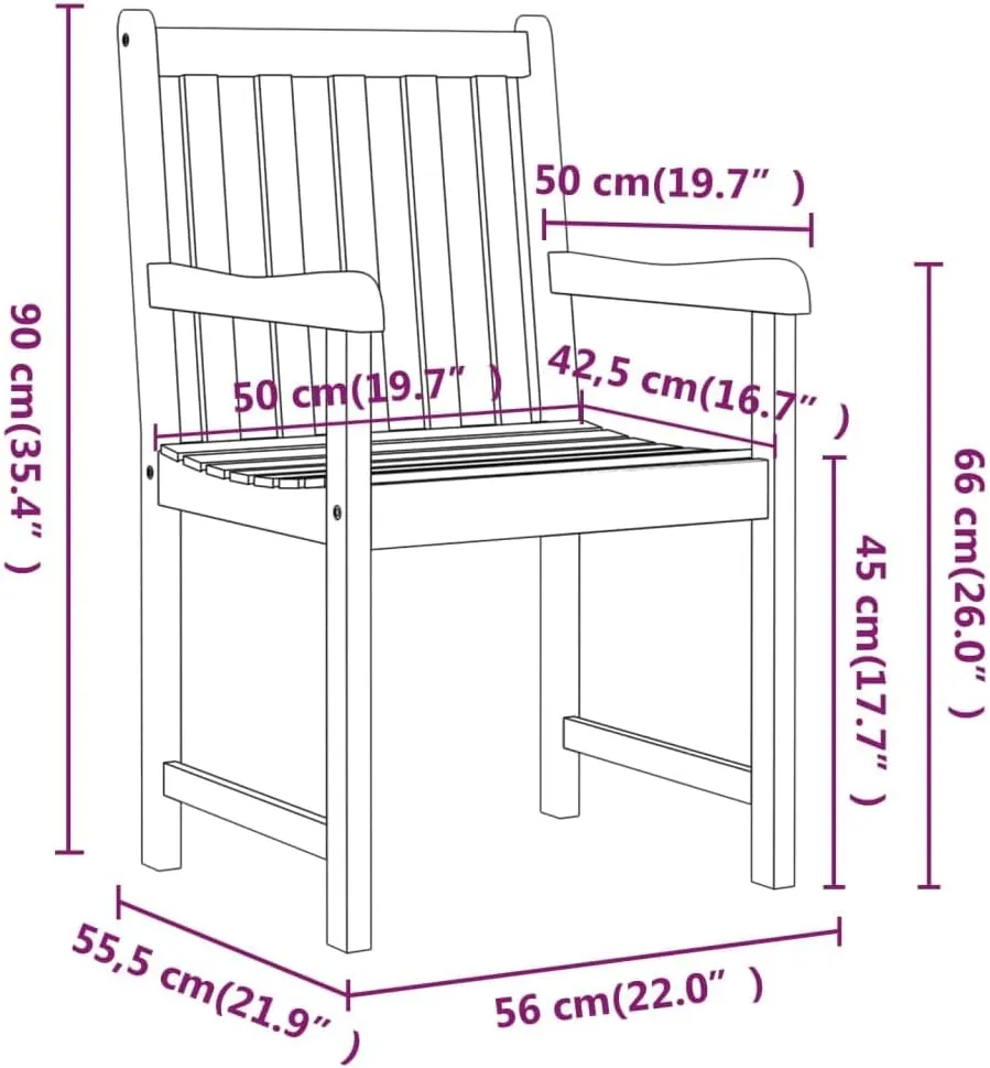 2-Piece Solid Acacia Wood Patio Chairs Outdoor Furniture Set with Oil Finish Weather-Resistant Armchairs for Garden Poolside Backyard 35.4" Tall