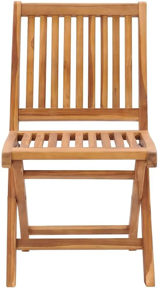 2-Piece Solid Teak Wood Patio Chairs with Gray Cushions, Foldable Outdoor Furniture Set for Poolside Camping Beach Backyard Lounge (No Assembly)