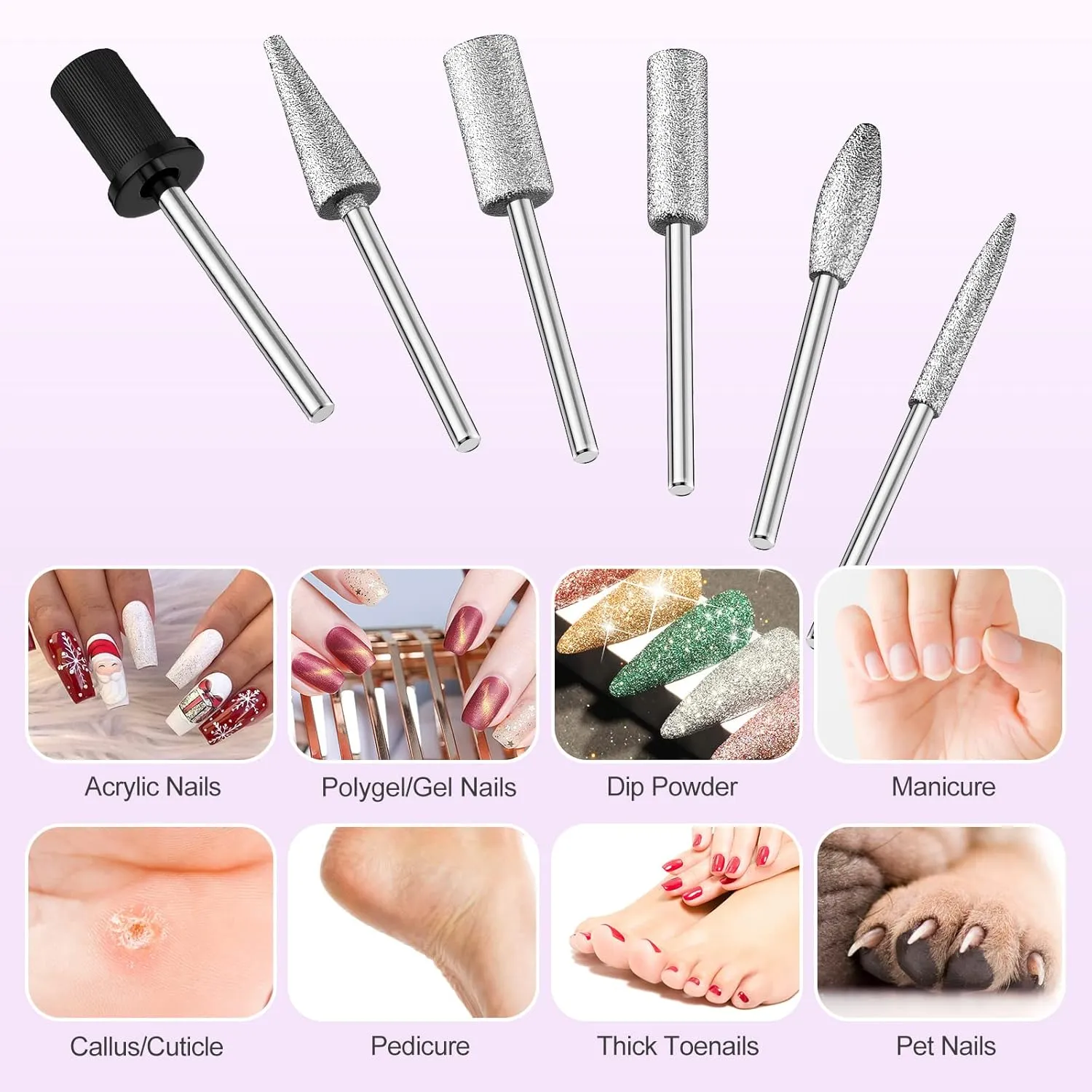 20000 RPM Professional Nail Drill Machine Efile Electric Nail Filer Kit for Finger Toe Nails, Acrylic Gel Dip Nails, Manicure Pedicure Drill with 6Pcs Bits and 106Pcs Sanding Bands, Purple