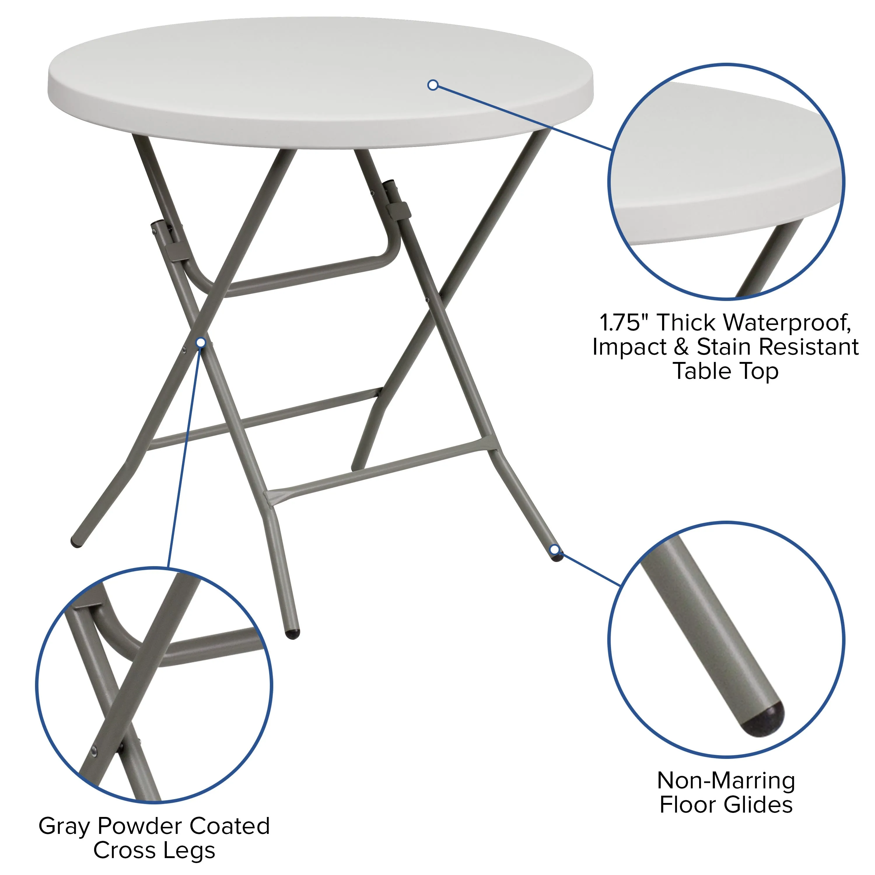 2.63-Foot Round Plastic Folding Table