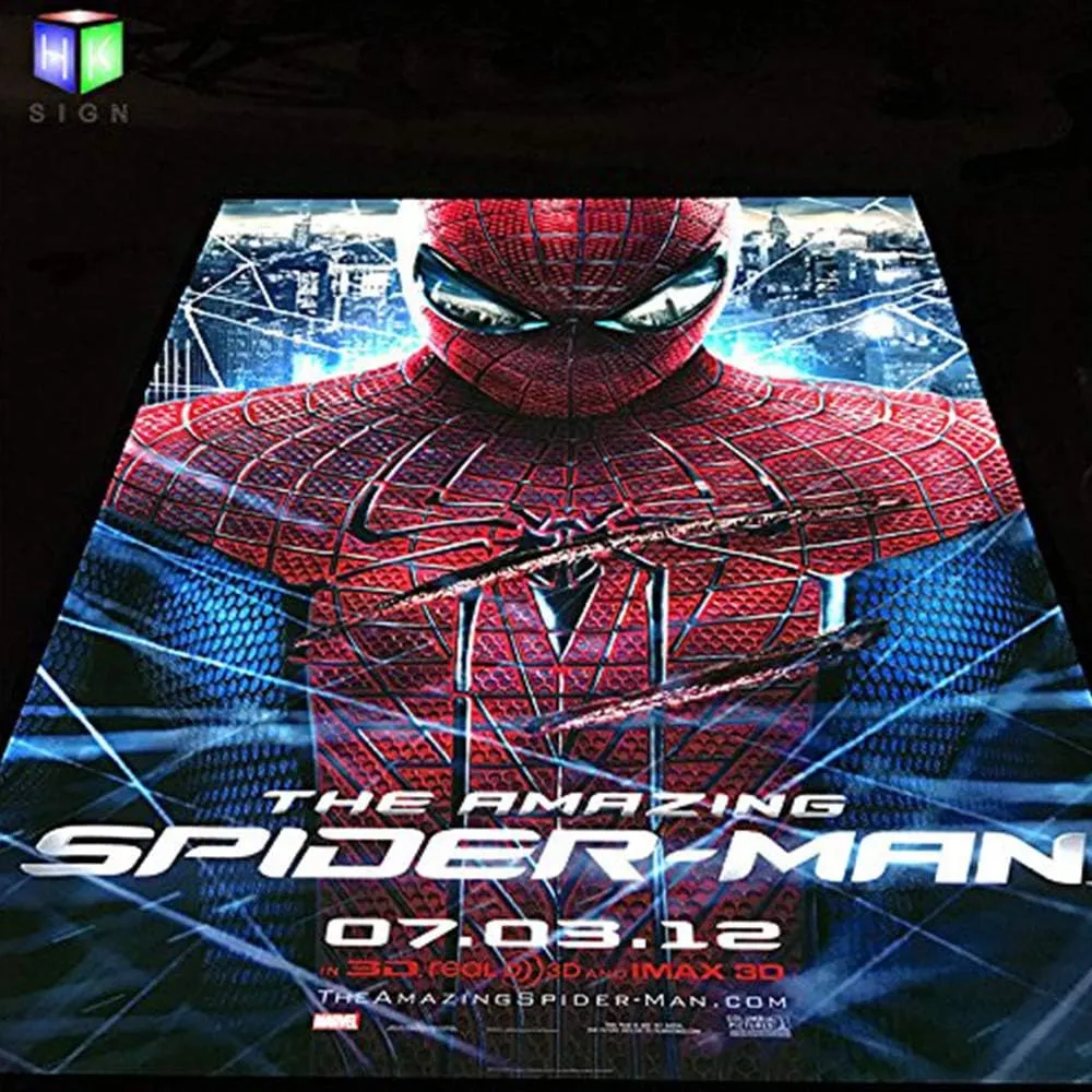 27 x 40 Inch Movie Posters Adertising Black Aluminum Frame Led Light Box Display, Backlit Advertisement Poster Frame
