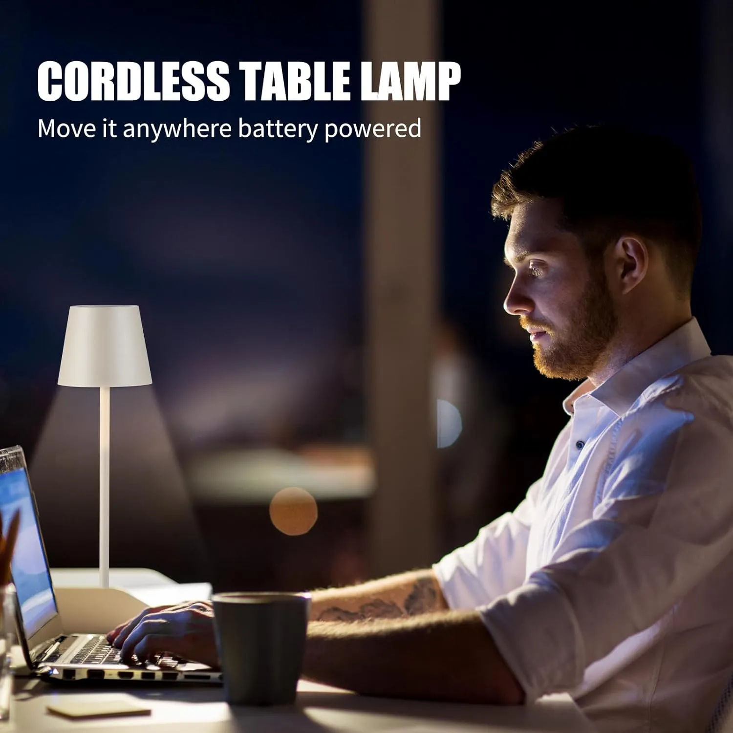 2Pack Cordless Table Lamps USB Rechargeable Simplicity Desk Lamp Built-in 4600 mAh Battery LED Battery Operated lamp with Touch Control Table lamp - Bedroom/Desk/Reading/Patio(Apricot)