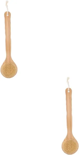 2pcs Handle Bristle Bath Brush Exfoliating Back Scrubber for Shower Deep Cleansing and Reviving Skin for Smooth Body Care Convenient Hanging Design