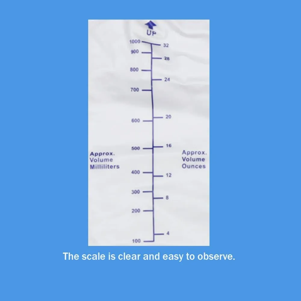 3 Pack 1000ml Leg Bag Urinary Drainage Bag, Urine Collection Bag Drain Bag with 2 Straps, Anti-Reflux Valve