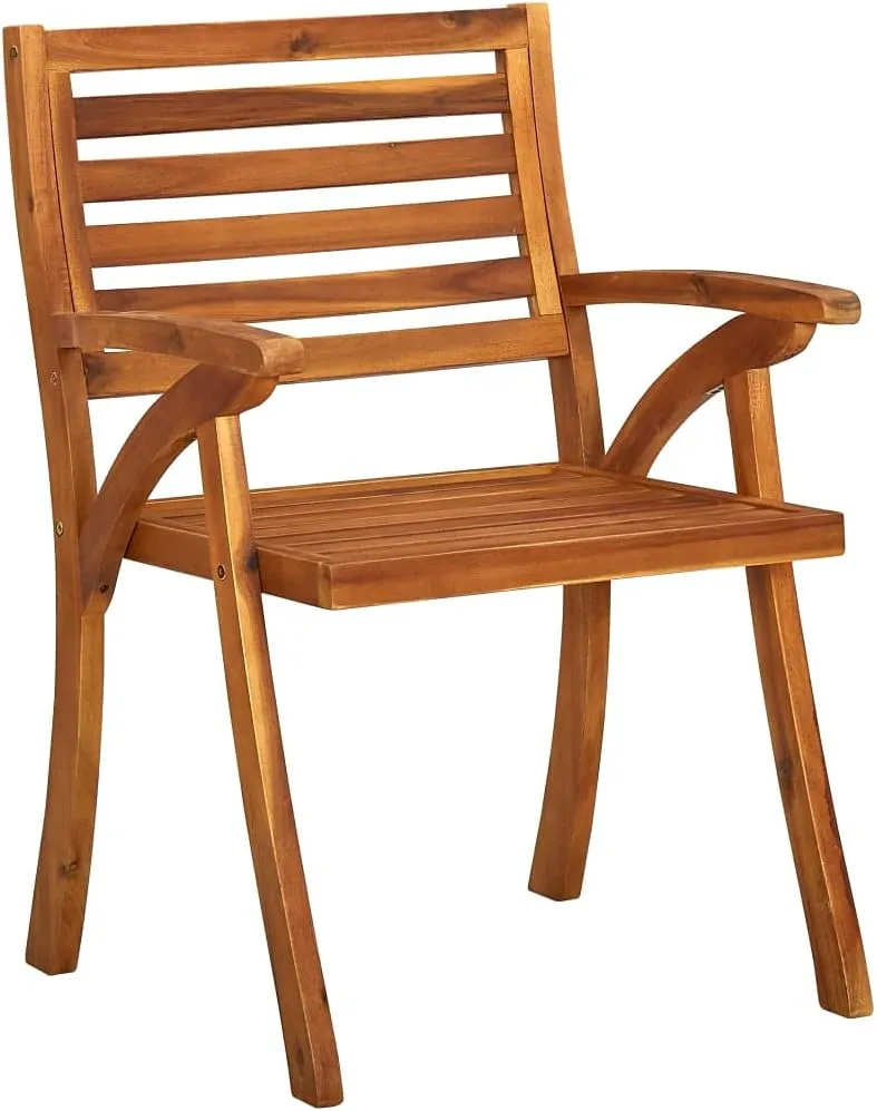 3-Piece Solid Acacia Wood Patio Dining Chairs with Anthracite Cushions, Outdoor Furniture Set for Backyard, Poolside, and Camping
